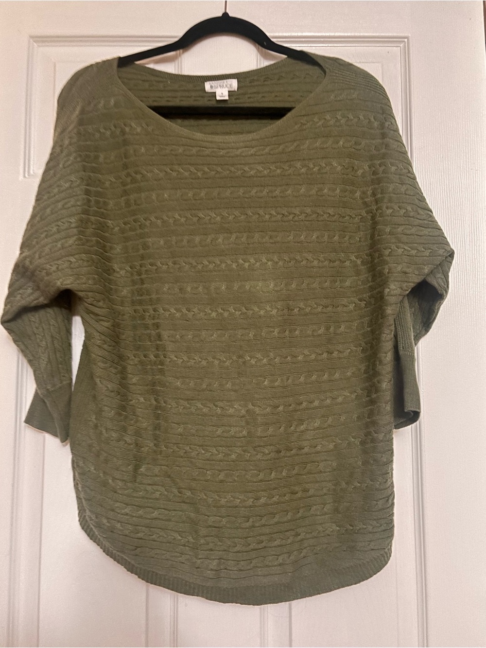 Market & Spruce Olive Green Textured Scoop Neck Sweater